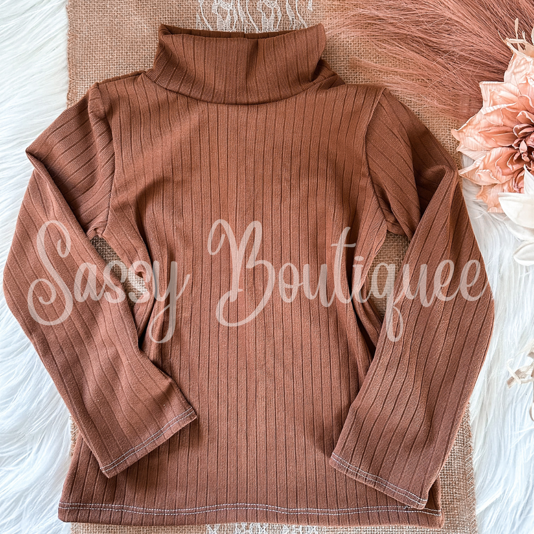 Brown Long Sleeve TurtleNeck Leotard/ Top